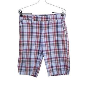Sonoma Womens Shorts Plaid Geek Golf Retro 70's Plaid Bermuda Brown Orange Sz 4